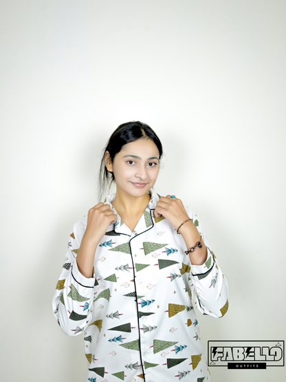Zara Women’s Tree Print Cotton Night Suit – Stylish & Comfortable Sleepwear in Pakistan