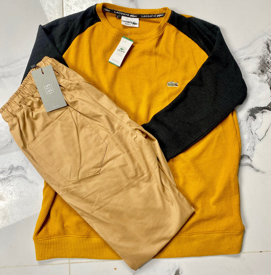 Lacoste Sweatshirt Mustard Black - Winter Wear C108
