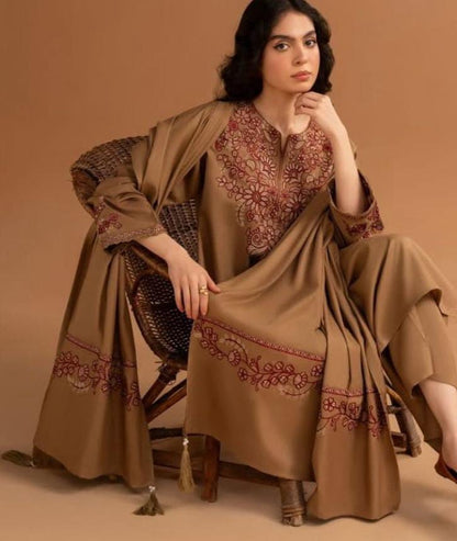 Pezwan 3PC Unstitched Dhanak Suit - Winter Wear