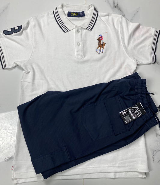 Polo Ralph Lauren White Shirt With Zara Trouser- Royal White A210