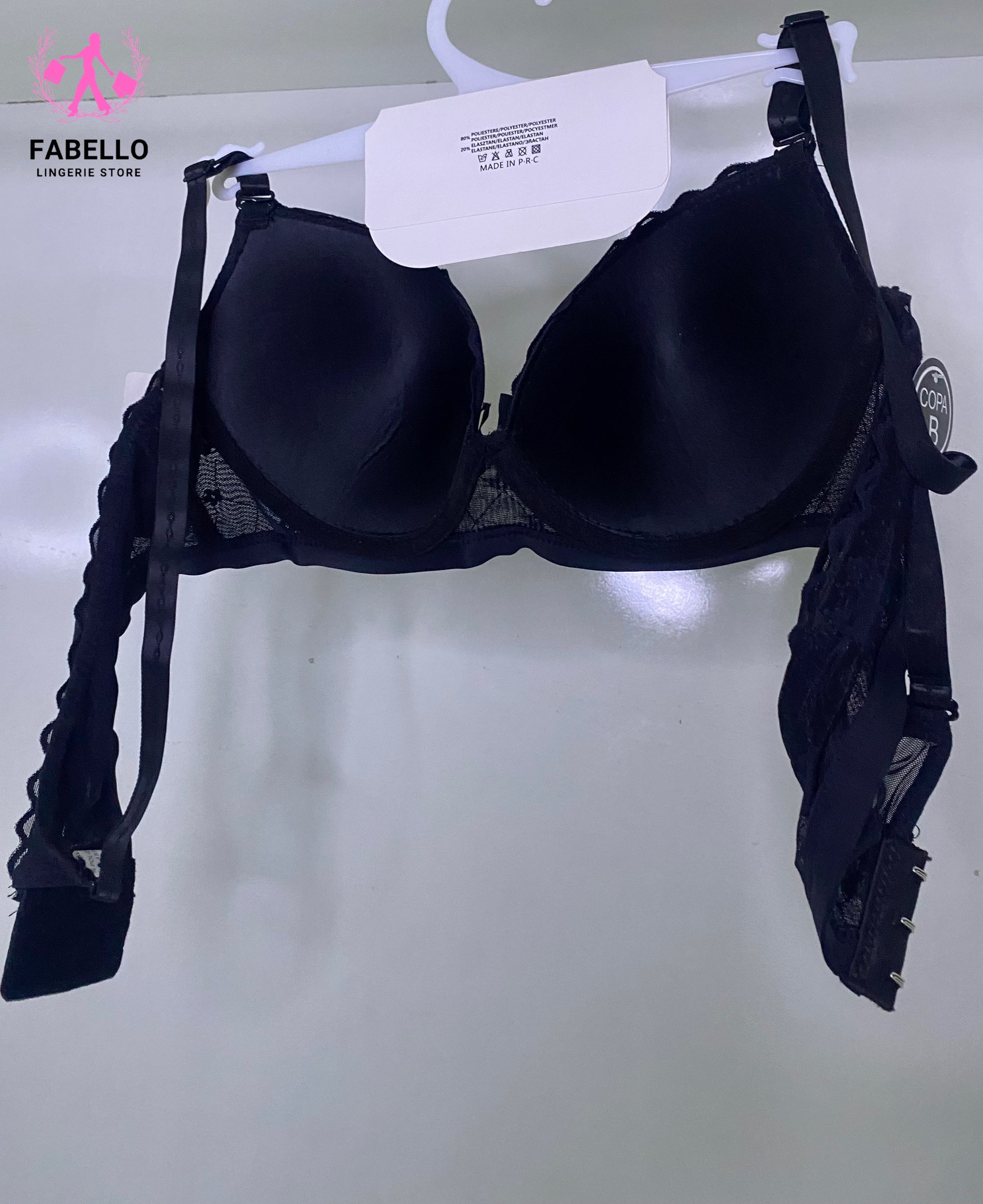 Fabello Double Padded Pushup Bra Black