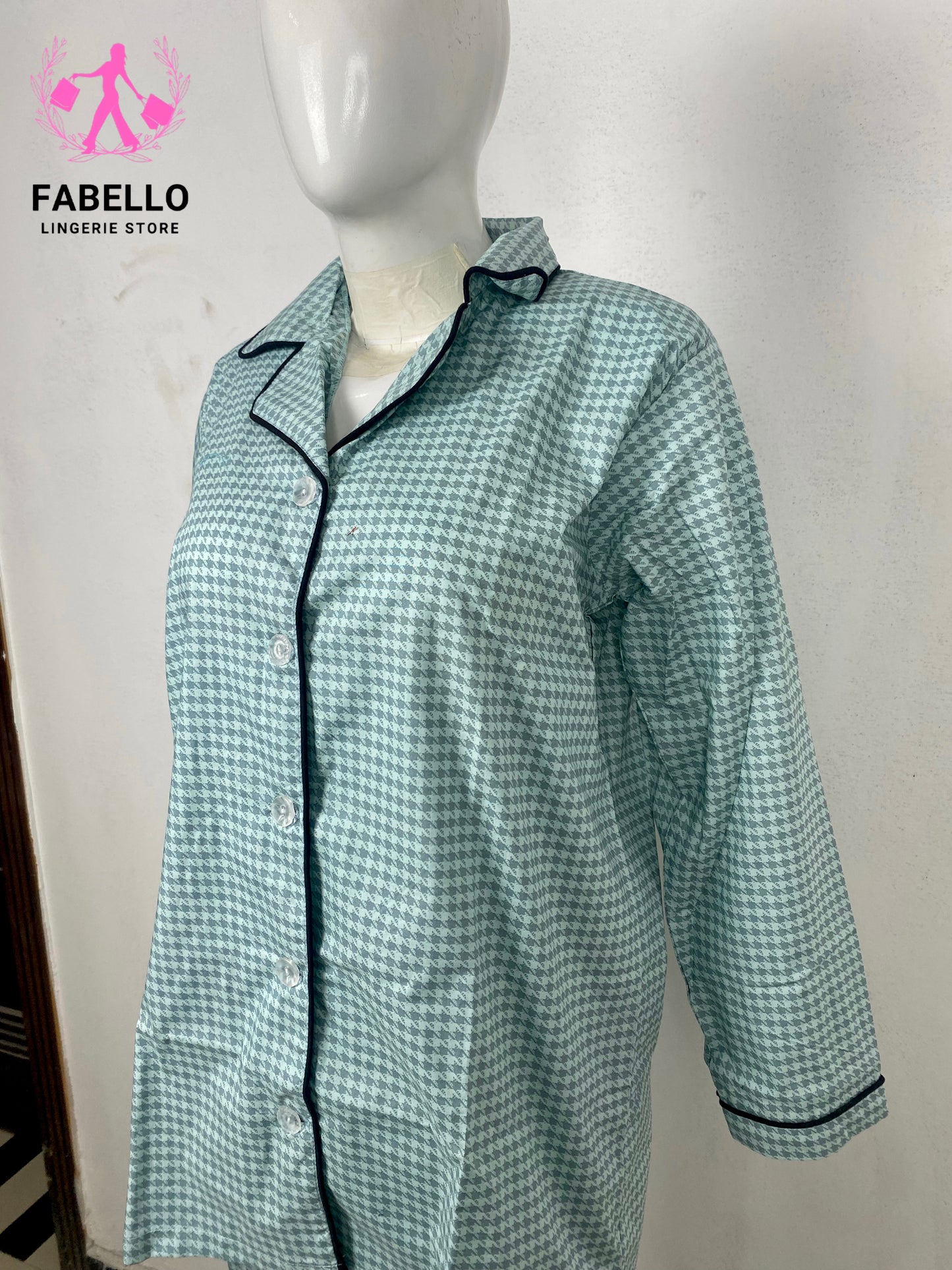 Fabello Mint Green Printed Satin Pajama Set for Women