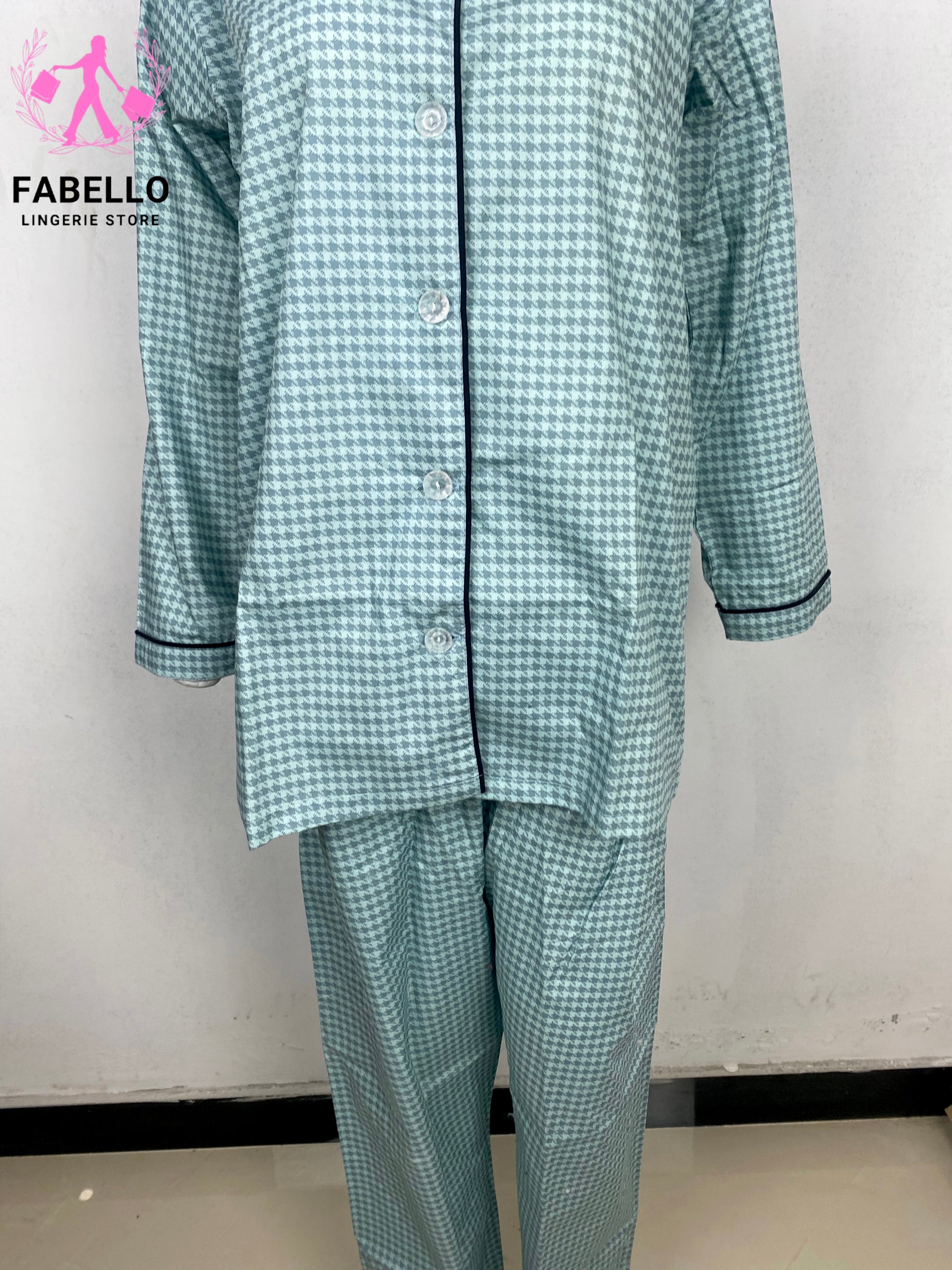 Fabello Mint Green Printed Satin Pajama Set for Women