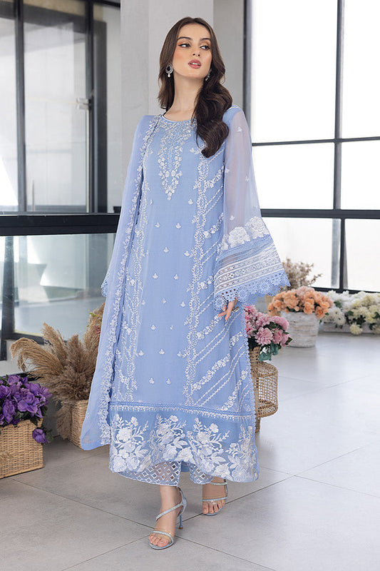 Azure 3PC Unstitched Embroidered Suit - Winter Wear