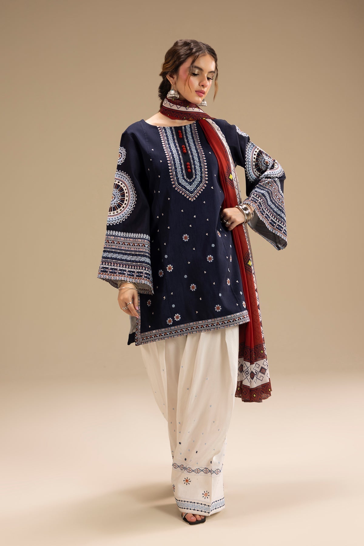 Jazmin 3PC Dhanak Unstitched Embroidered Suit - Winter Wear