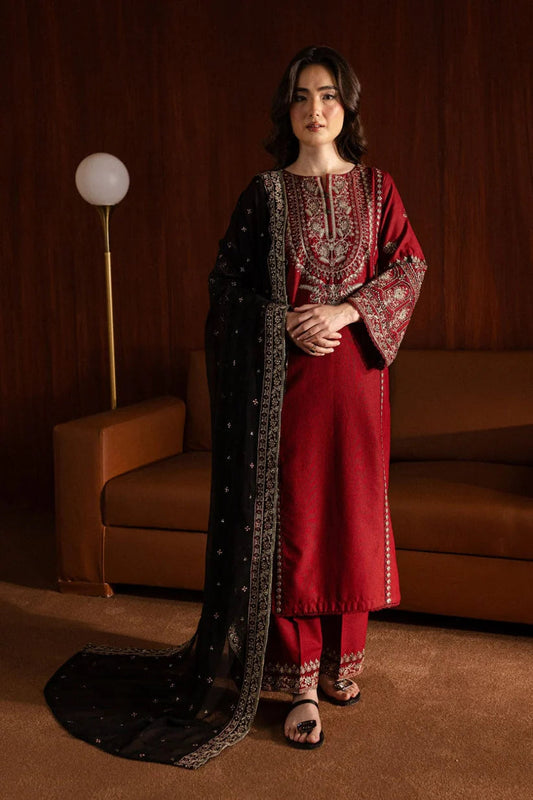 Laam 3PC Unstitched Embroidered Suit - Winter Wear