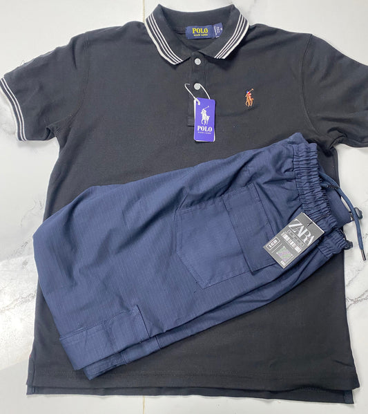Polo Ralph Lauren Black Shirt With Zara Trouser - Royal Black A203