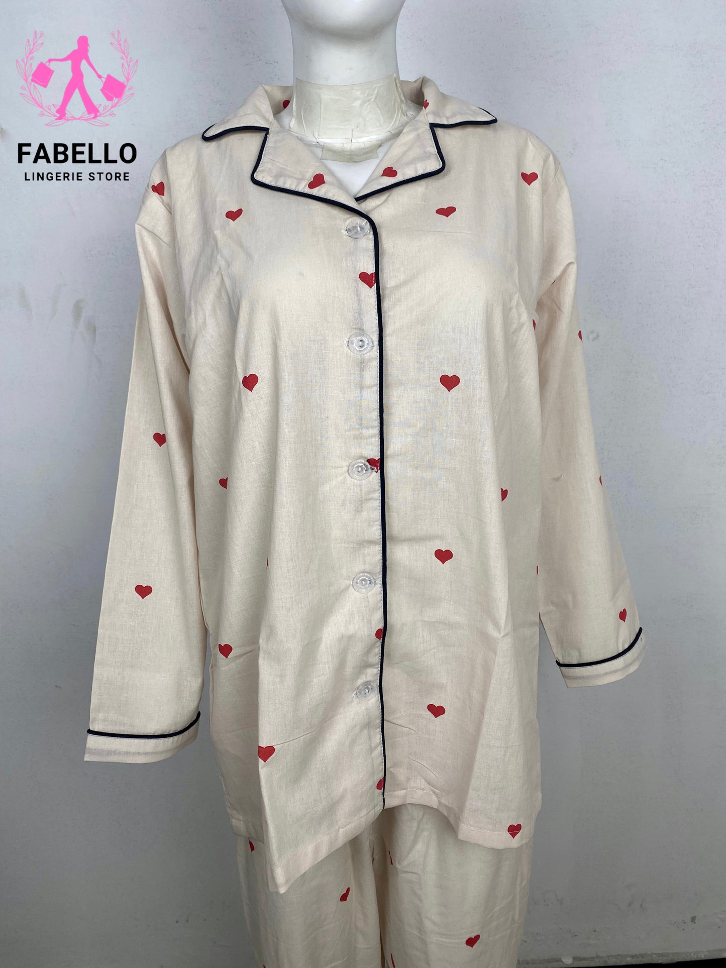 Women’s Cotton Heart Print Pajama Set