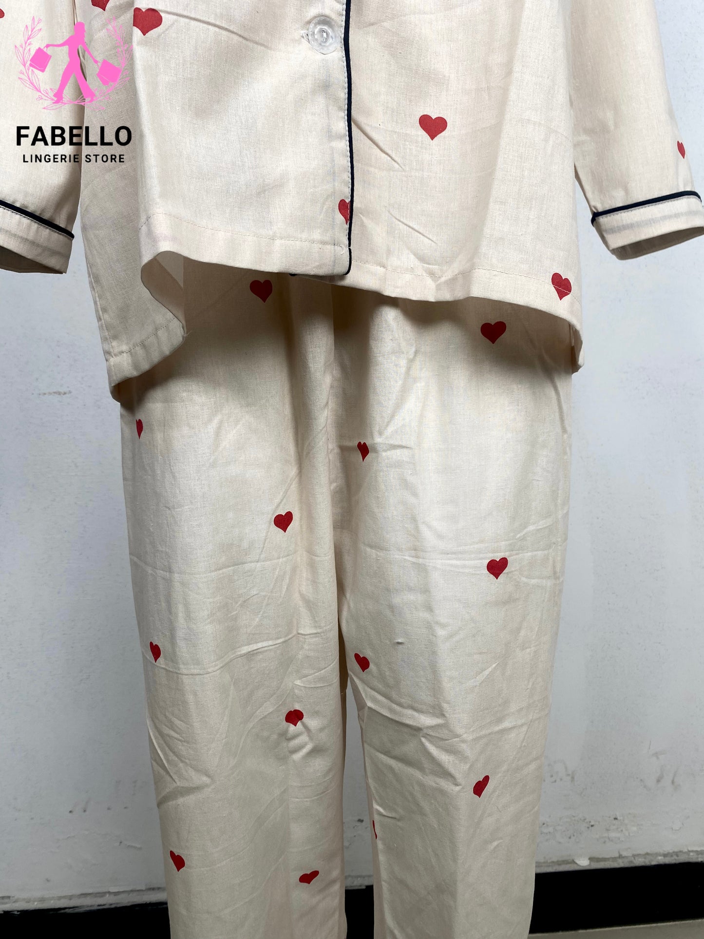 Women’s Cotton Heart Print Pajama Set